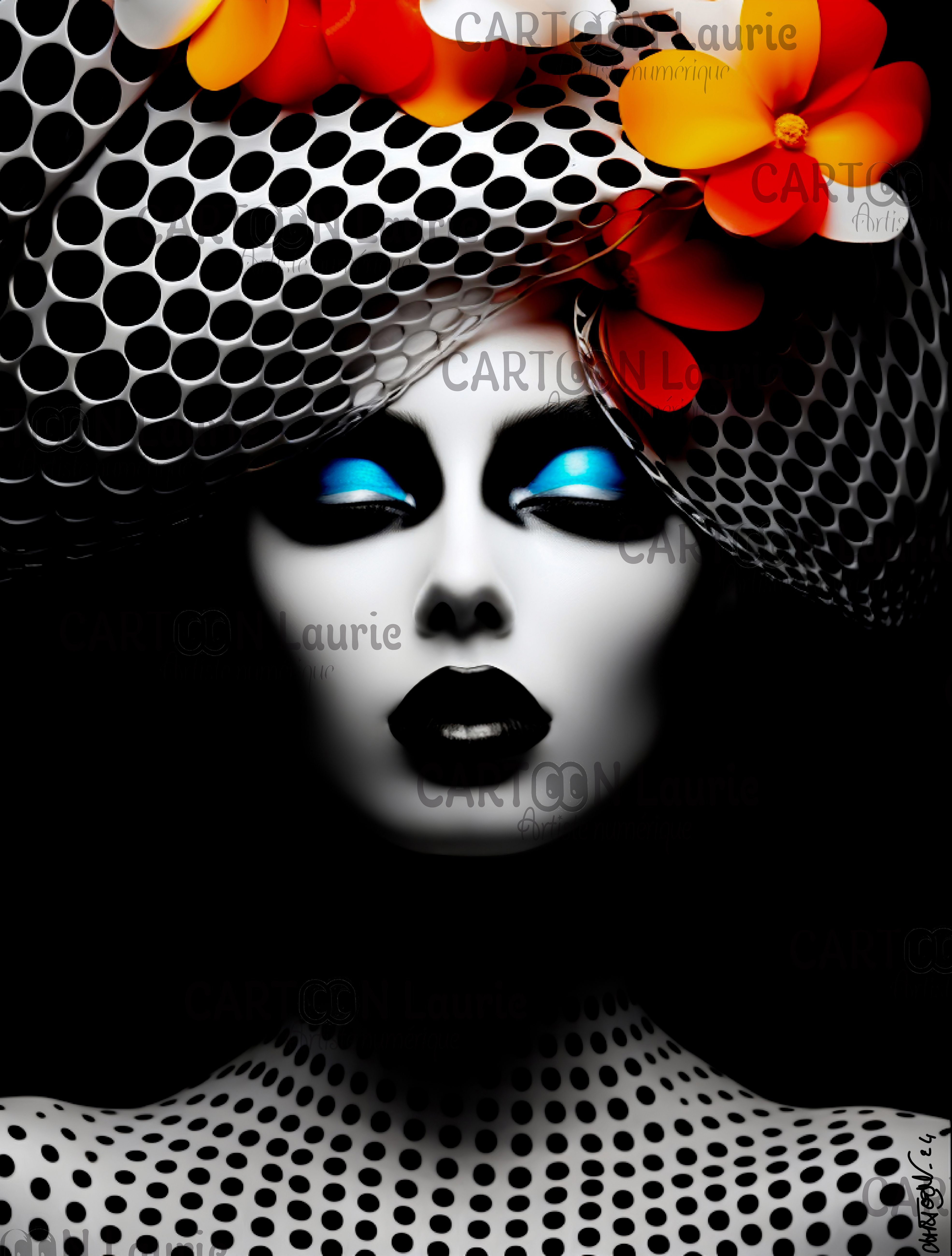 #Les femmeschapeautées#photosnumérique#noiretblanc#fleurscouleurs#IA