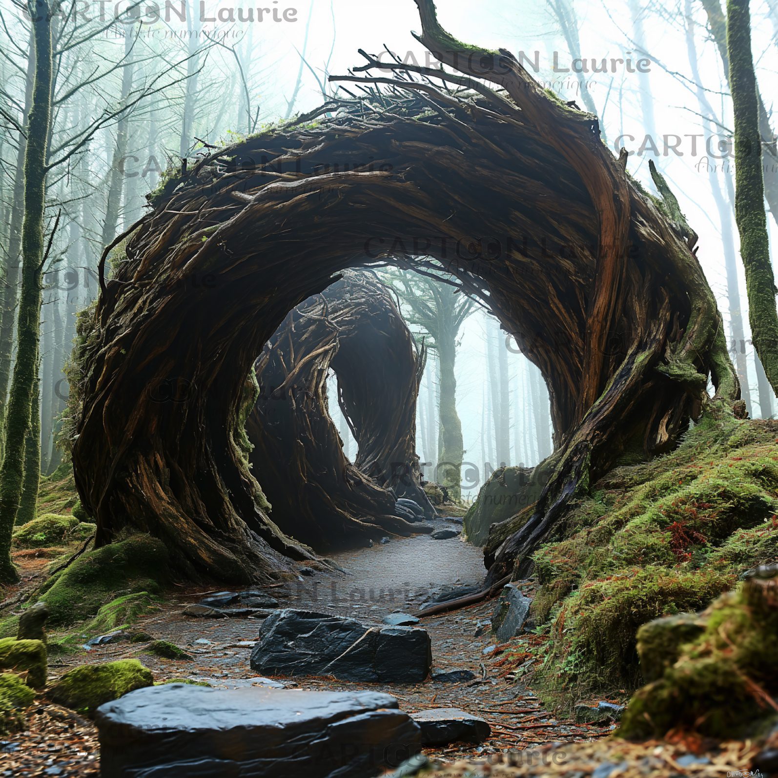 #landart#contemporain#ia#photographie#hiverforêt#brume